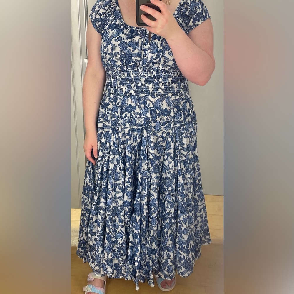 Chelsea and Theodore XL blue paisley twirl Dress